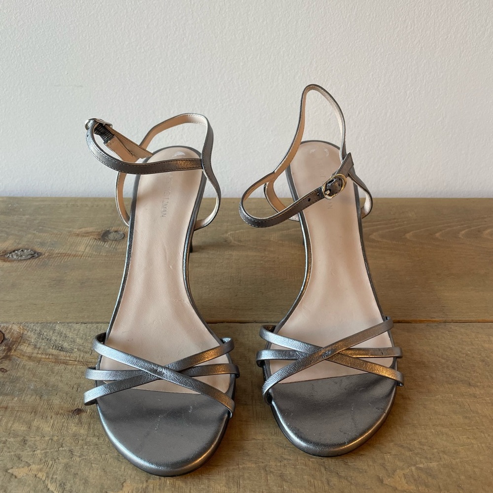 Stuart Weitzman Silver Strappy Heels